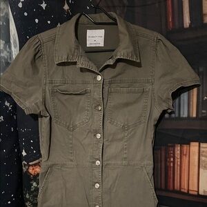 Celebrity Pink Olive Utility Button-Front Jumpsuit